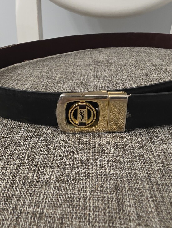 Yves Saint Laurent Accessories - Authentic Vintage YSL Reversible Spinner Logo Belt 39"